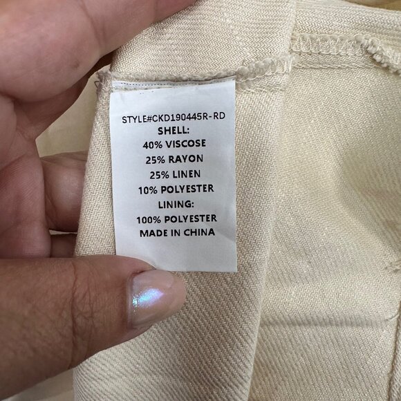 Melloday Notch Collar Short Sleeve Midi Cream Dress M - NEW - Picture 9 of 14